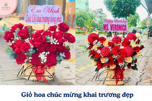 Giỏ hoa chúc mừng đẹp 2025 – Sang trọng, tinh tế, ý nghĩa